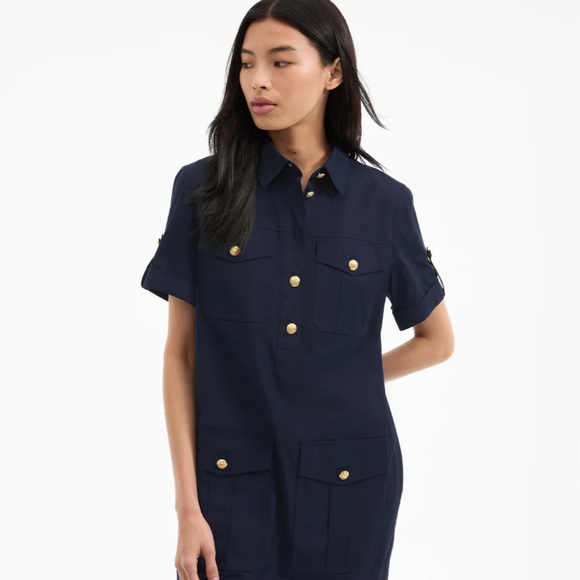 NWOT Veronica Beard Lucca Shift Dress in Navy Size 4 - Picture 4 of 11